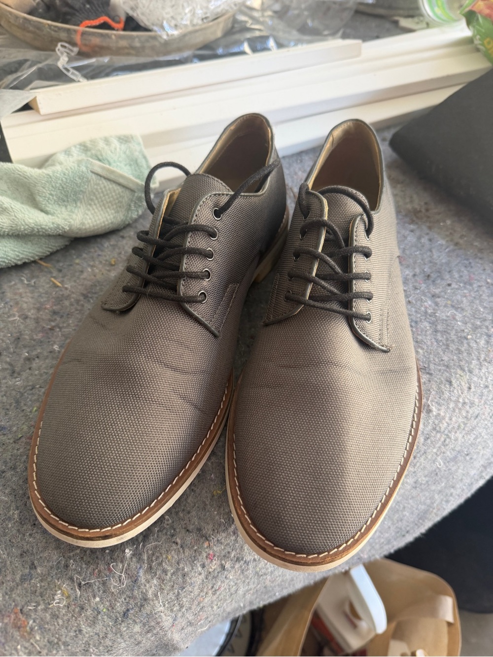 Calvin Klein Men's Taupe Canvas Derby Shoes